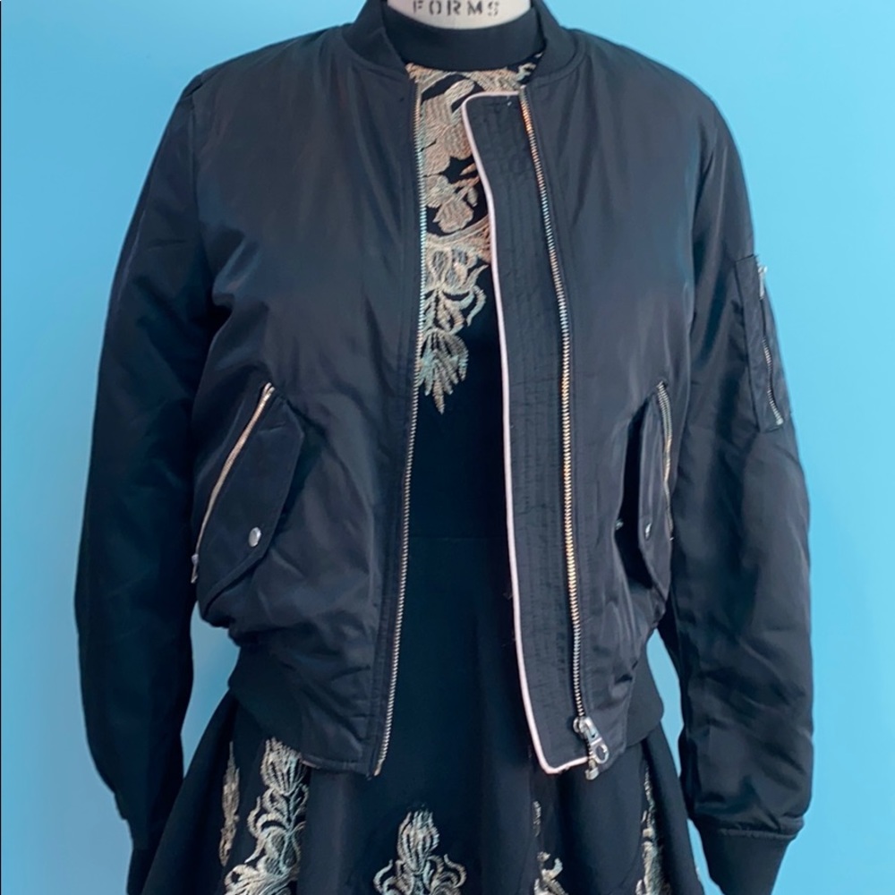 Pull & Bear black satin bomber jacket